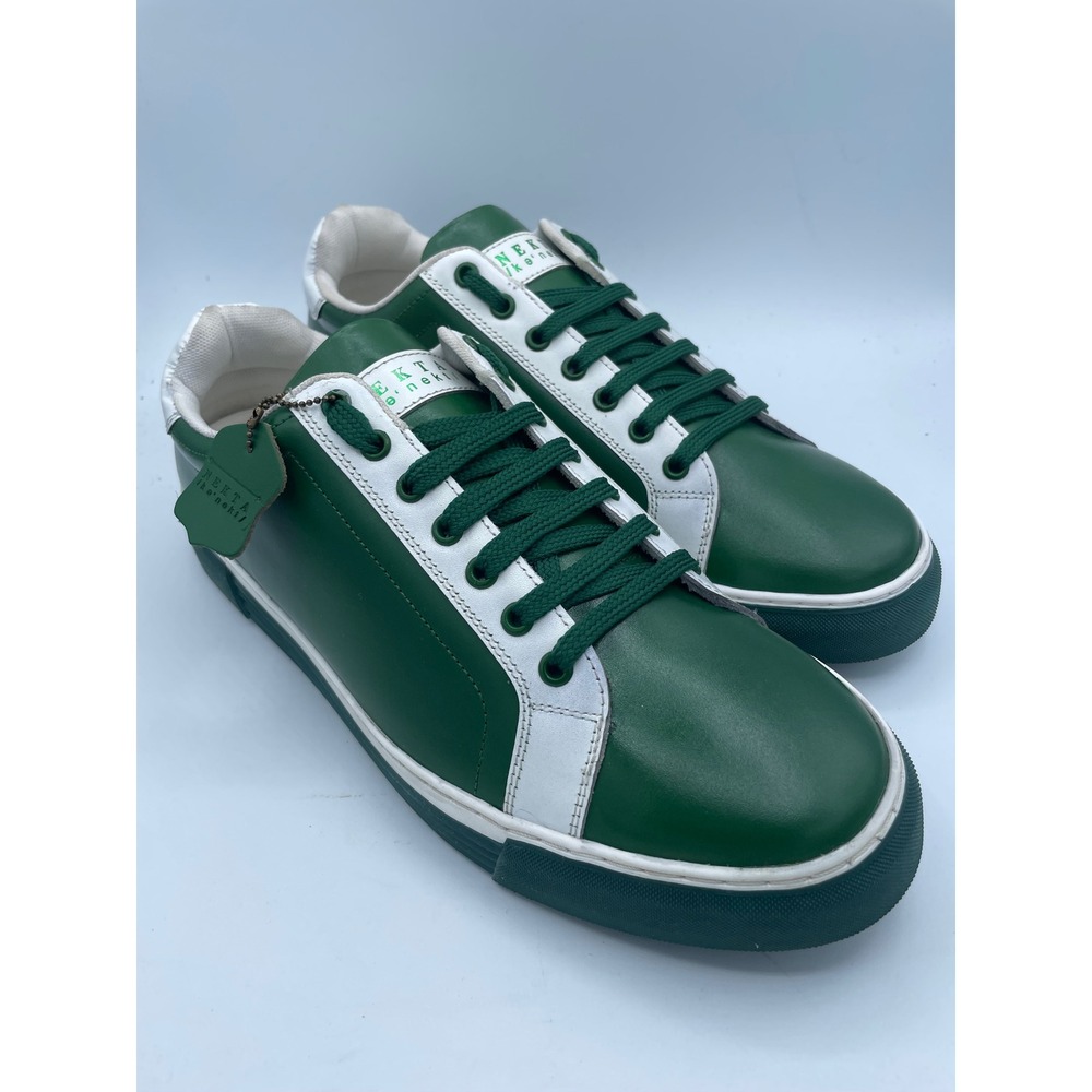 Nekta Genesis Green White Leather Low Top Sneakers Mens Size 10 NEW